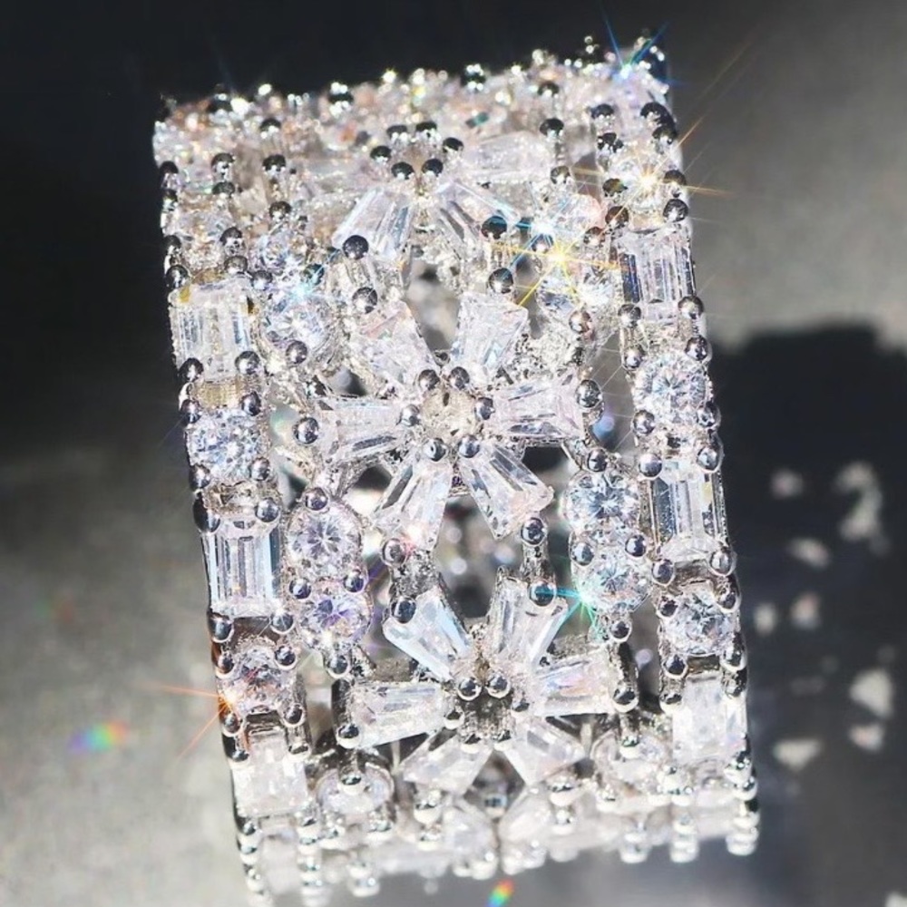 NEW 925 STERLING SILVER DIAMOND CUSHION RING - Picture 4 of 6